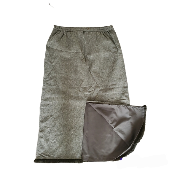 Brown high waisted lambswool midi skirt with fringe - Picture 4 of 12